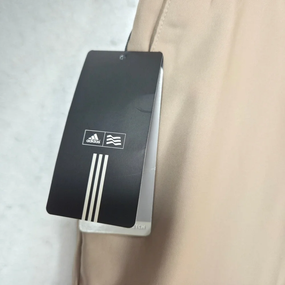 Adidas Mens Climalite Golf Pants Khaki Tan Beige Stretch 3-Stripe 36 x 38 NEW